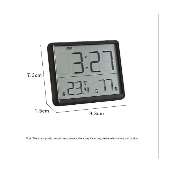 Digital Hygrometer Termometer Med Ur Fugtighed Monitor Timer Alarm Kontor Baby Værelse Hvid