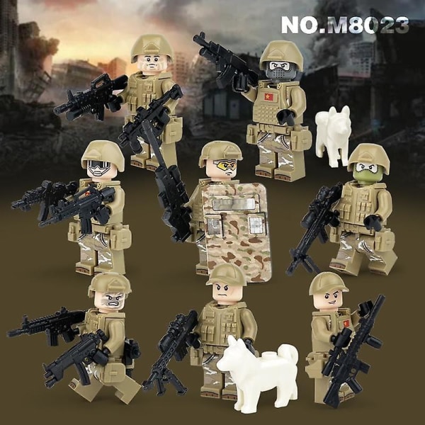 8 st City Police SWAT Army Mini Figurer Soldat Serie med Tillbehör Byggklossar MiniFigurer Barn Diy