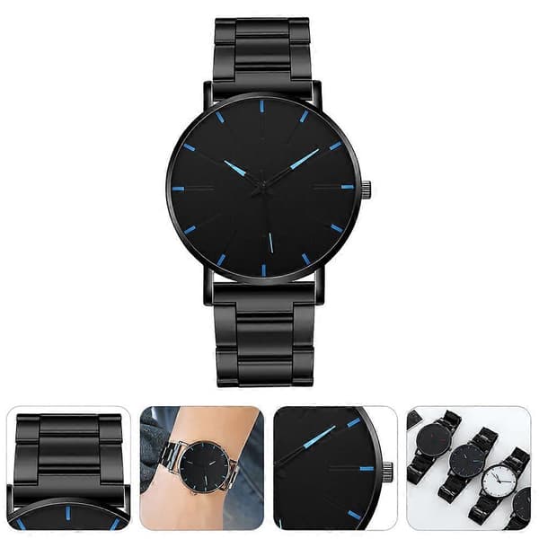 Armbandsur i stål för män Mode Quartzklocka Casual Style[DB]