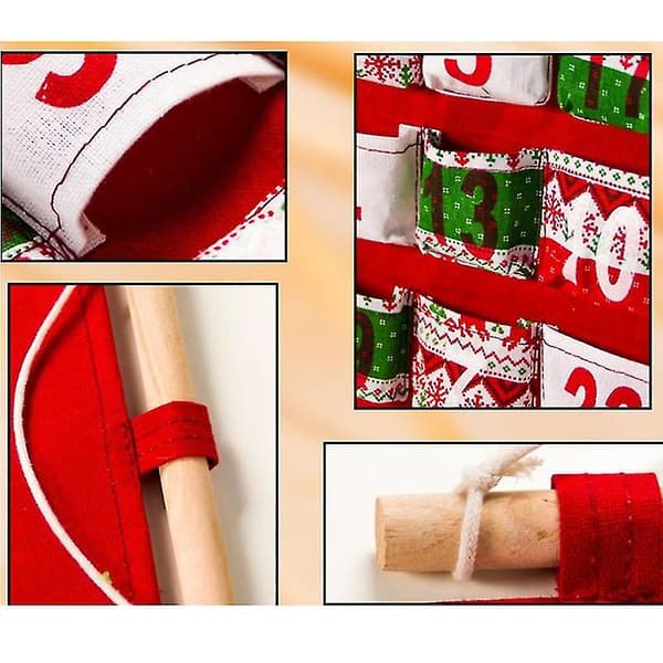 Julklapp Adventskalender Påsset 24 dagar Presentpåse med Trähänge[DB]