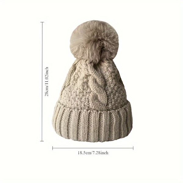 Mysig Stickad Mössa med Pompom - Tjock, Varm & Andningsbar för Kvinnor | Perfekt för Höst/Vinteraktiviteter utomhus Khaki One Size Fits All