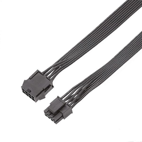 2 stk. computerkabel CPU 8Pin til 4+4 Pin strømforsynings forlængerkabel ledning sort 30 cm [DB] black