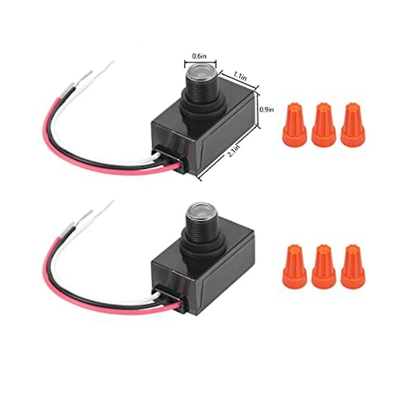 Skumring til daggry sensor 2 pakker, fotocelle lyssensor til udendørsbelysning, 120-277v fotoelektrisk Sw [DB] black