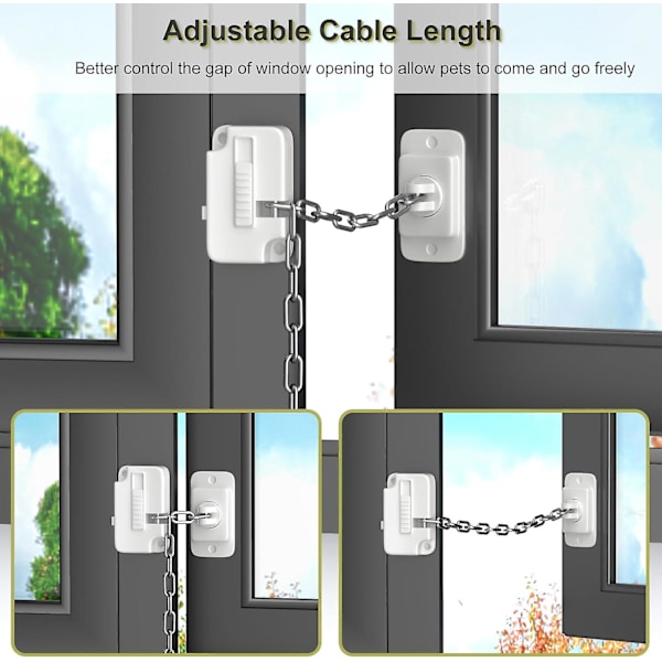 Vinduelåser, vindusbegrenser for barn og katter, selvklebende sikkerhetslåser for barn og kjæledyr, ingen boring for metall, tre Db 4PCS