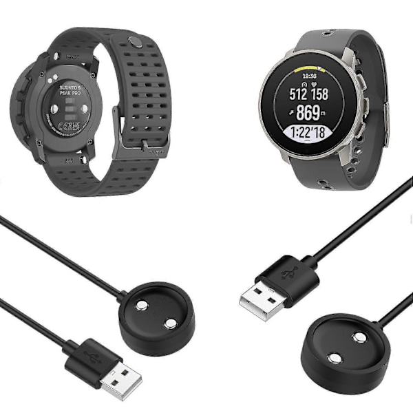 Laderdokk for SUUNTO 9 Peak Pro/Suunto Vertical Smartklokke USB-lader Bærbar 1m Laderkabel [DB]