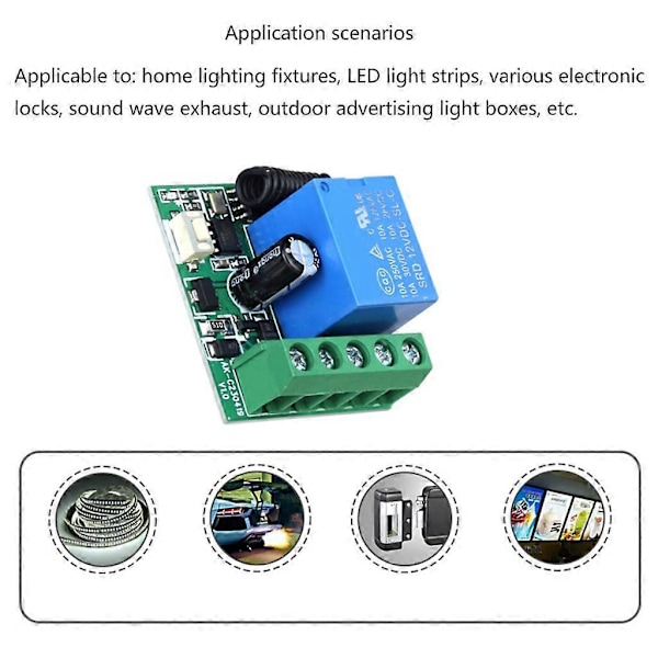 12V Fjärrkontroll 433mhz 315mhz Universell Trådlös RF 12V Fjärrkontrollbrytare [DB] White 433mhz