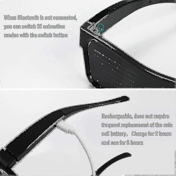 LED Bluetooth App-anslutna LED-display Smartglasögon [DB]