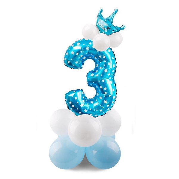 3. fødselsdagsballonfestpynt 3 år gammel blå dreng Nummerballoner Folie Heliumballonfestartikler Fødselsdagsdekopige [DB] Number 3 Blue