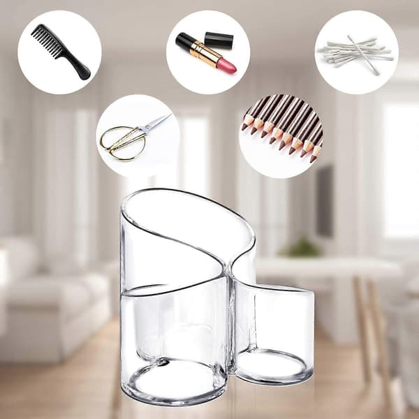 Makeup Børsteholder Organizer, 3 Slots Akryl Makeup Børste Organizer [DB]