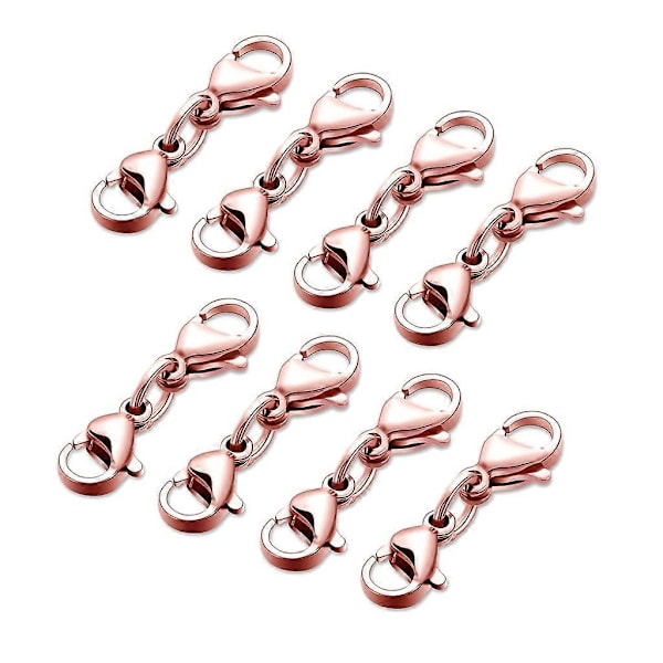 8 st Dubbla Hummerlås Halsband Armband Spänne Koppling Smycken Spännen db Rose gold
