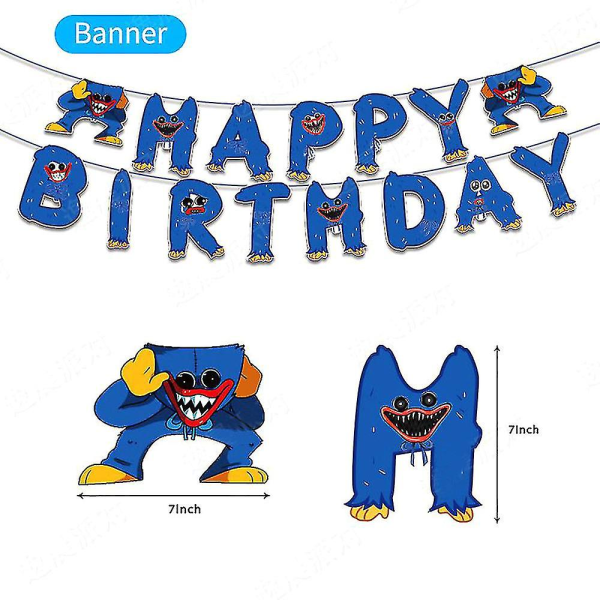 Huggy Wuggy Bursdagsfestutstyr Dekorasjoner Barnespilltema Ballong Banner Kakedekor Set_om Db