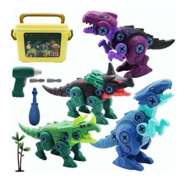 4 stk adskille dinosaur legetøj Elektrisk skrue dinosaur kombination gør-det-selv-samle konstruktion bygning dreng legetøj db Type 2