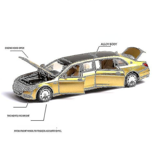 1:24 Leluleluauto S650 Limousine Diecast Metallimalliauto Uusi Musta Leluleluauto [db] gold