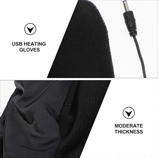 Oppvarmede votter Elektrisk håndvarmer Oppvarmede motorsykkelhansker Julegave Votter for kaldt vær Usb-oppvarmede votter [DB] Black 25x12cm
