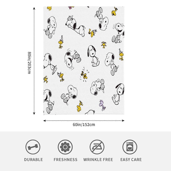 Maapähkinät Snoopy Flannel-peitto Makuuhuoneen Sisustukseen ja Vuodevaatteisiin -CT932 db 150x125cm