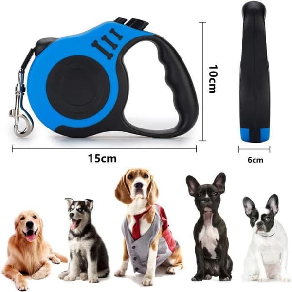 Infällbart koppel - LEYTN - 5M - Nylon - Ergonomiskt - För medelstora hundar