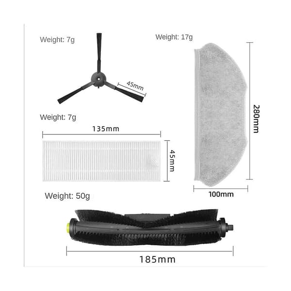 Reservedele til 360 Robot Vacuum Cleaner X100 S10 Max, reservedele, tilbehør, hovedbørste, sidebørste, moppe C Db As Shown