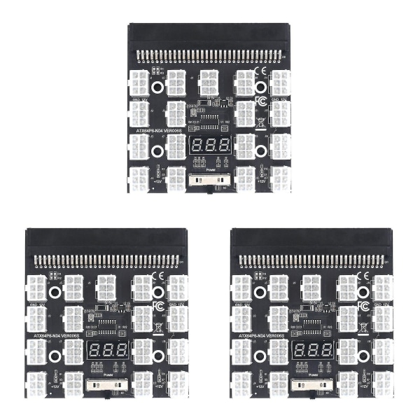 3x Breakout Board 17 Port 6pin Led Display Power Modul Server Card Adapter For 1200w 750w Psu GPU