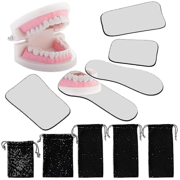 5 Stycken Dental Mun Ocklusal Reflektor Intraoral Fotografering 2-sidig Dental Pläterad Glas Intraoral Fotoreflektor Dental Spegel [db]