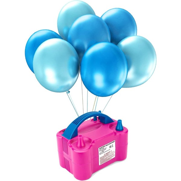 Elektrisk luftballongpump, bärbar dubbla munstycken Elektrisk ballongblåsare Luftpump Ballonger Uppblåsare för dekoration, fest, sport, presenter: 2 ballongbindning