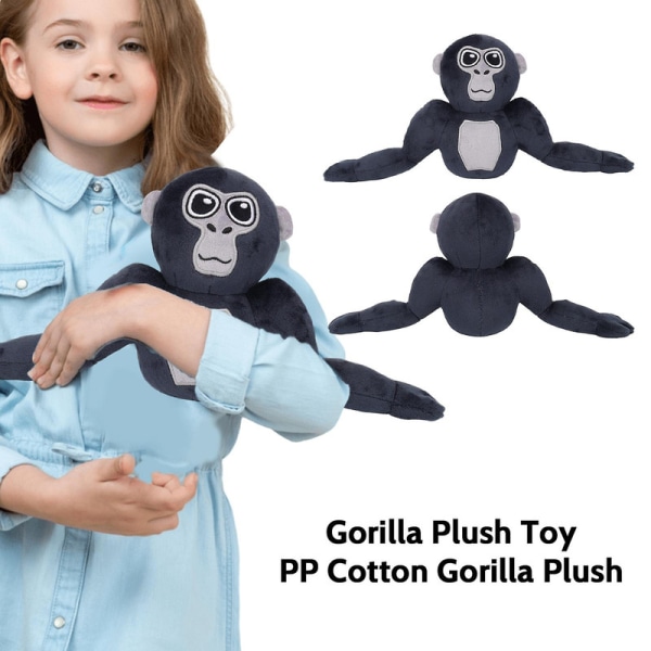 Jiyuge Täytetty lelu Ihastuttava Gorilla Tag Pehmolelu Pehmo PP Puuvilla Täytetty Eläin Peli Faneille Lapsille Aikuisille [DB] Grey