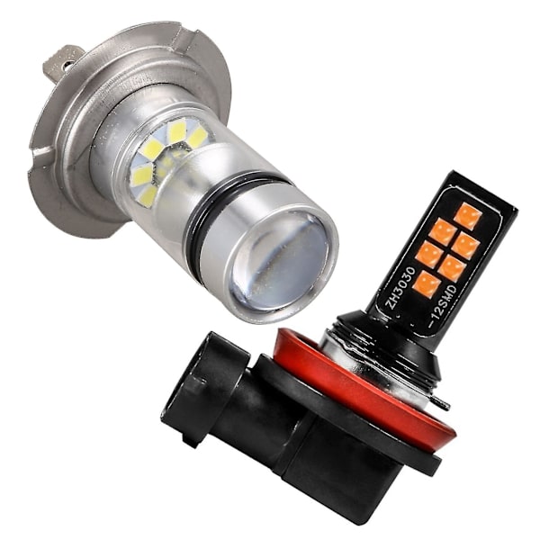 1 par LED H7-lampa 100W 20LED bildimlampa & 2 st bil H8/H11 3030 12smd kall vit blixt LED