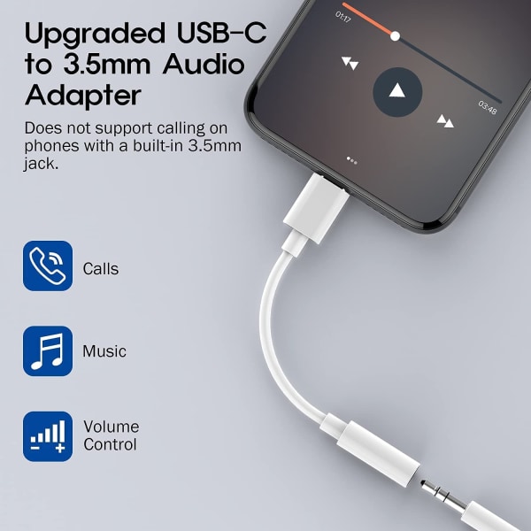 USB C till 3,5 mm hörlursadapter Typ-C hörlurar USB C till Aux-adapter