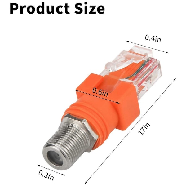 Koaksial til Ethernet-adapter, 4-pakning RF F-hunn til RJ45-hann konverterer for tester {Db} Orange