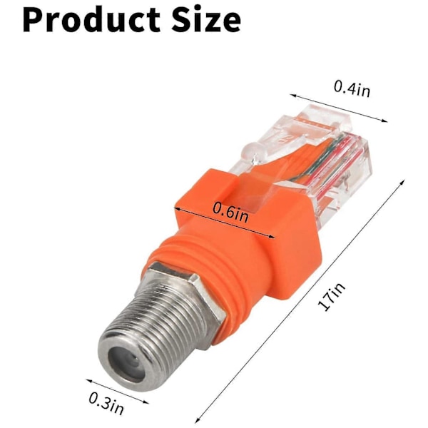 Koaxial till Ethernet-adapter, 4-pack RF F-hona till RJ45-hane Konverterare för testare {Db} Orange