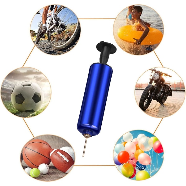 Bærbar luft pumpe til bold, basketball pumpe, ballon pumpe med 7 nåle, 1 dyse og 1 fleksibel slange til fodbold, volleyball, vandpolo, rugby, træning