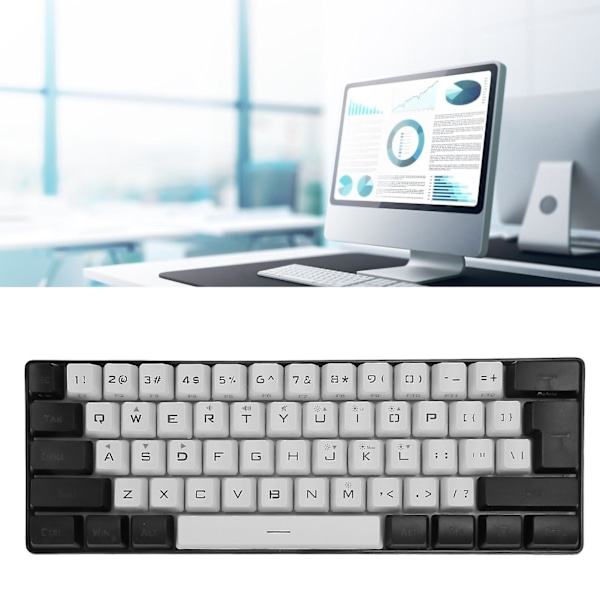 SBSGV G61 Mini RGB Näppäimistö LED Taustavalo 61 Näppäintä Ergonominen Mekaaninen Tuntu Langallinen Peli Näppäimistö Toimisto Käyttöön db Black