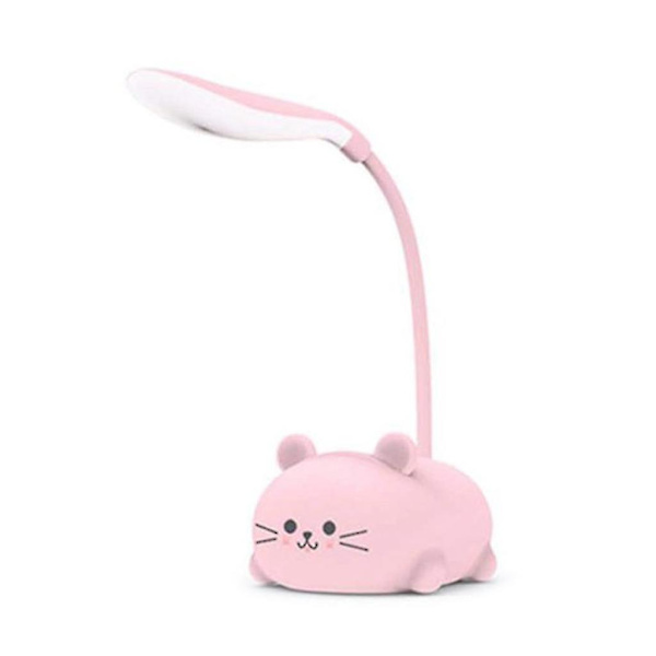 Skrivebordslampe til børn, øjenvenligt lys, læselampe, justerbar svanehals, USB-genopladelig DB Pink