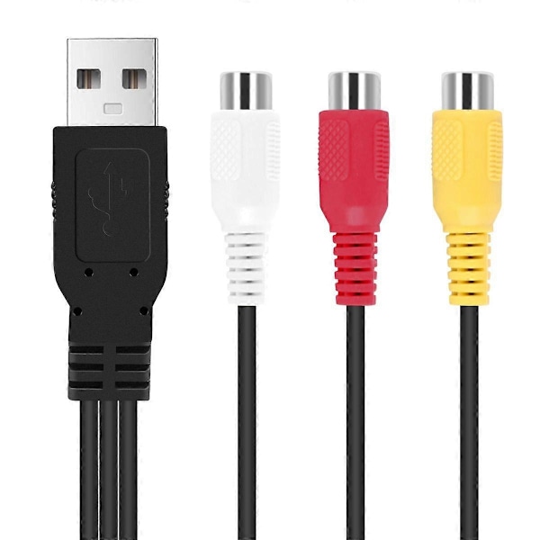 USB-3RCA-kaapeli USB-naaras 3 RGB-videon AV-komposiittisovitinmuunninkaapeli johto liitin Lea [DB] Black