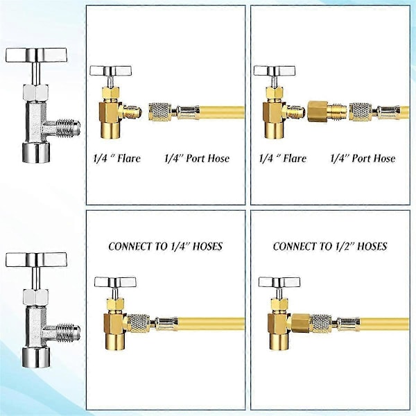 AC R134A Adapter Snabbkopplingssats, R134a Tankkranventil R134a till R22/410a för luftkonditionering Ref db