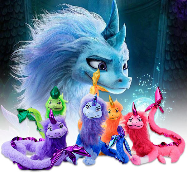 DB Lohikäärme Pehmolelu Anime Elokuva Raya Ja Viimeinen Lohikäärme Söpö Nalle Pehmolelut Seuralainen Lelu Värillinen Lohikäärme Legenda Nalle Täytetty Eläin Rose Red One Size