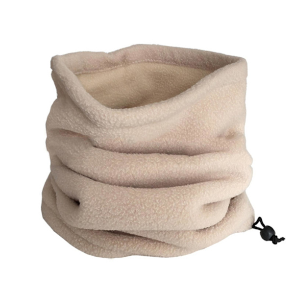 Unisex Vinter Utomhus Solid Färg Mjuk Tjock Fleece Halsvärmare Gaiter Cover Hat DB Beige