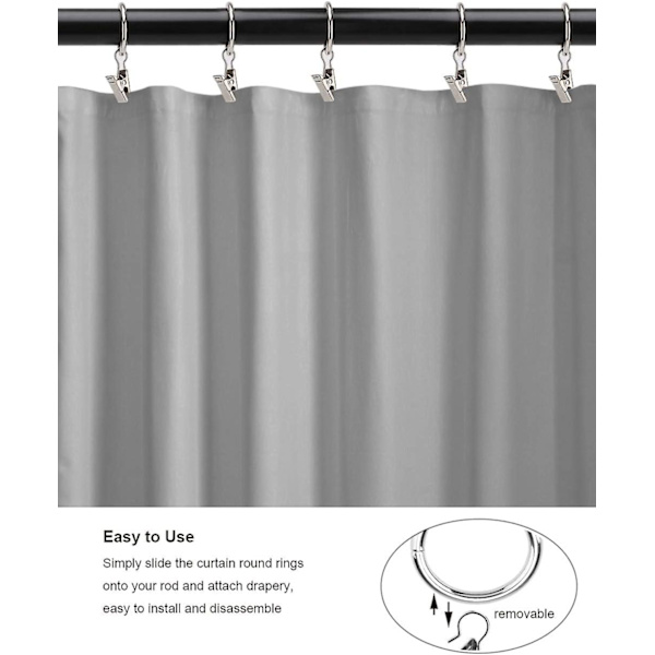 Gardinstænger med clips (25mm) (50 stk.) - Rustfrit rustfrit stål metal gardinstang clips til gardinvægte, kunstdisplay, passer til 20mm stang (s