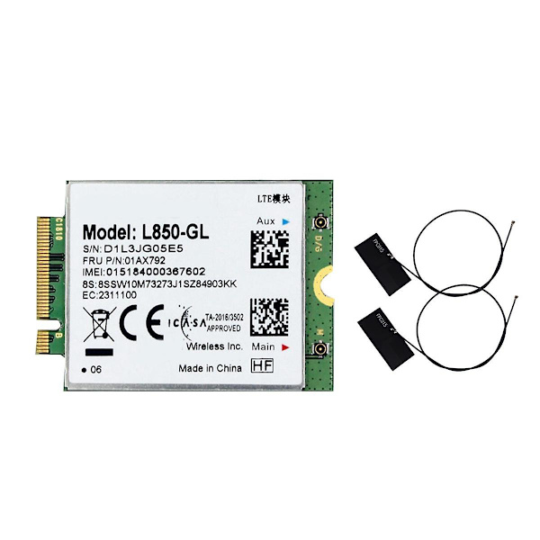 L850 Wifi-kort + 2x antenne 01ax792 Ngff M.2-modul til T580 X280 L580 T480s T480 P52s