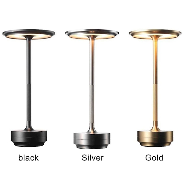 Trådløs bordlampe dimbar vanntett metall USB oppladbar bordlampe [DB] black