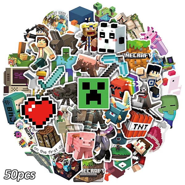 50 stk Minecraft-tema klistremerker Vanntette klistremerker Dekor for bagasje Skateboard Laptop [DB]