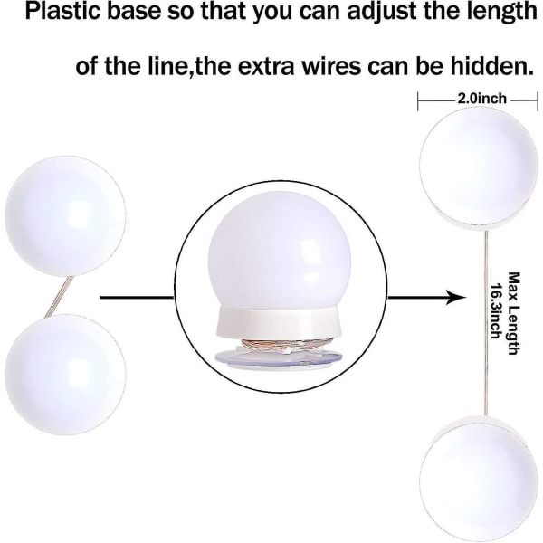 Led Makeup Light Kit - Vit dimbar 10 lampor DB