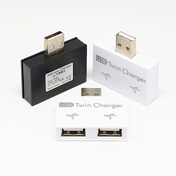 Mode Mini USB Hub 2 Porte USB 2.0 Splitter Oplader Adapter Til Mobiltelefon PC Computer Tablet Tilbehør [DB] Black