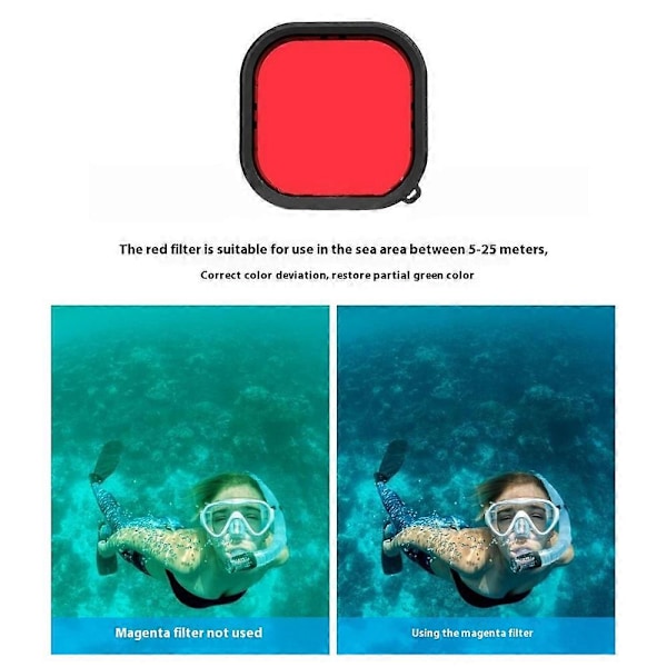 Til GoPro Hero 12 / 11 / 10 / 9 Action Camera Vandtæt Etui Letvægts PC Filter Linse Tilbehør [db] Multicolor Red