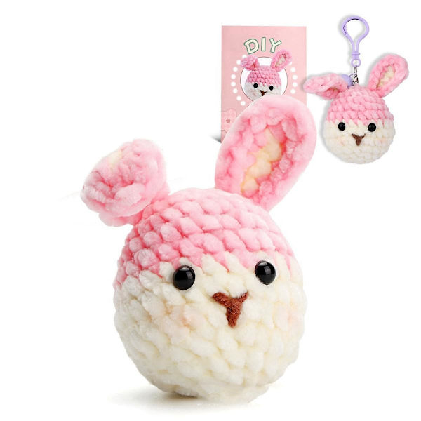 Komplett virkningskit för nybörjare, gör-det-själv pingvin, kanin, kyckling, wombat kit med stickmarkörer Chenille boll, instruktion