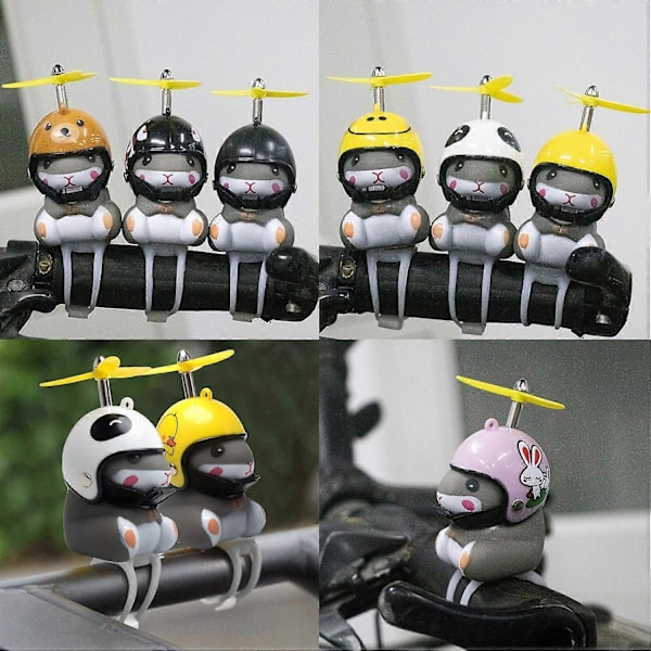 DB Polkupyörän kello valolla ja kypärällä, söpö eläin polkupyörän torvi, kojelaudan koristelelu moottoripyörän pyörän kellot kumikoristeet Black 8 helmet mouse