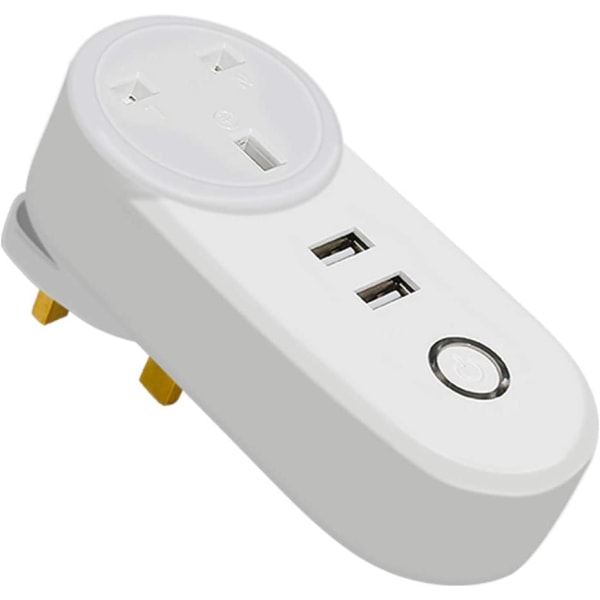 WiFi Smart Plug med 2 USB -portar, Ingen Hub krävs, Fjärrkontroll Timer-uttag USB Power Laddare Plug Extension för hemmakontor