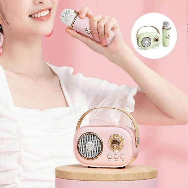 Karaoke-mikrofonikone lelu lapsille ja aikuisille Bluetooth-yhteensopiva karaokekone lapsille ja aikuisille [DB] Green Single Microphone