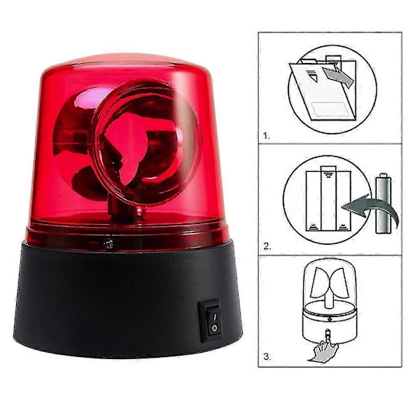 3-tums Nattklubb Scen Effekt Stroboskoplampa Batteridriven 360 Graders Roterande [DB] Red 1PC