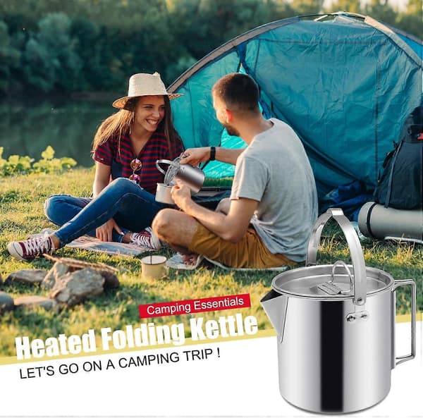 Campingvattenkokare, bärbar 1,2L kaffepanna, silver[DB]