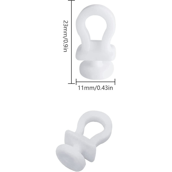 100 kappaletta verhokoukkuja kiskoille, 10 mm verholiukukoukut, valkoiset muoviverhorullat
